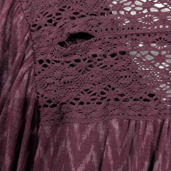 Lucky Brand Women's Purple Flutter Sleeve Button Up Embroidered Boho Blouse XL - Picture 10 of 11